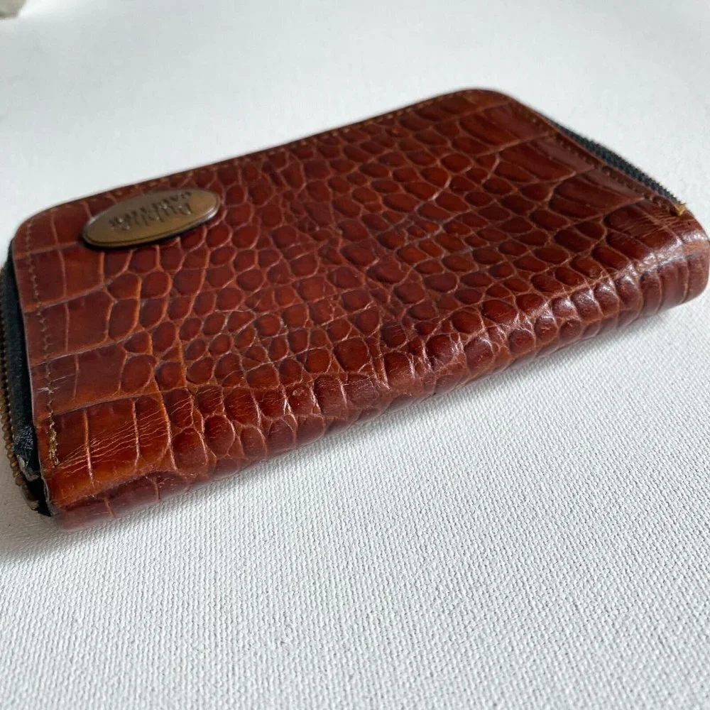 Vintage Jean Paul Goulthier Croc Skin Embossed Brown Zip Around Square Wallet